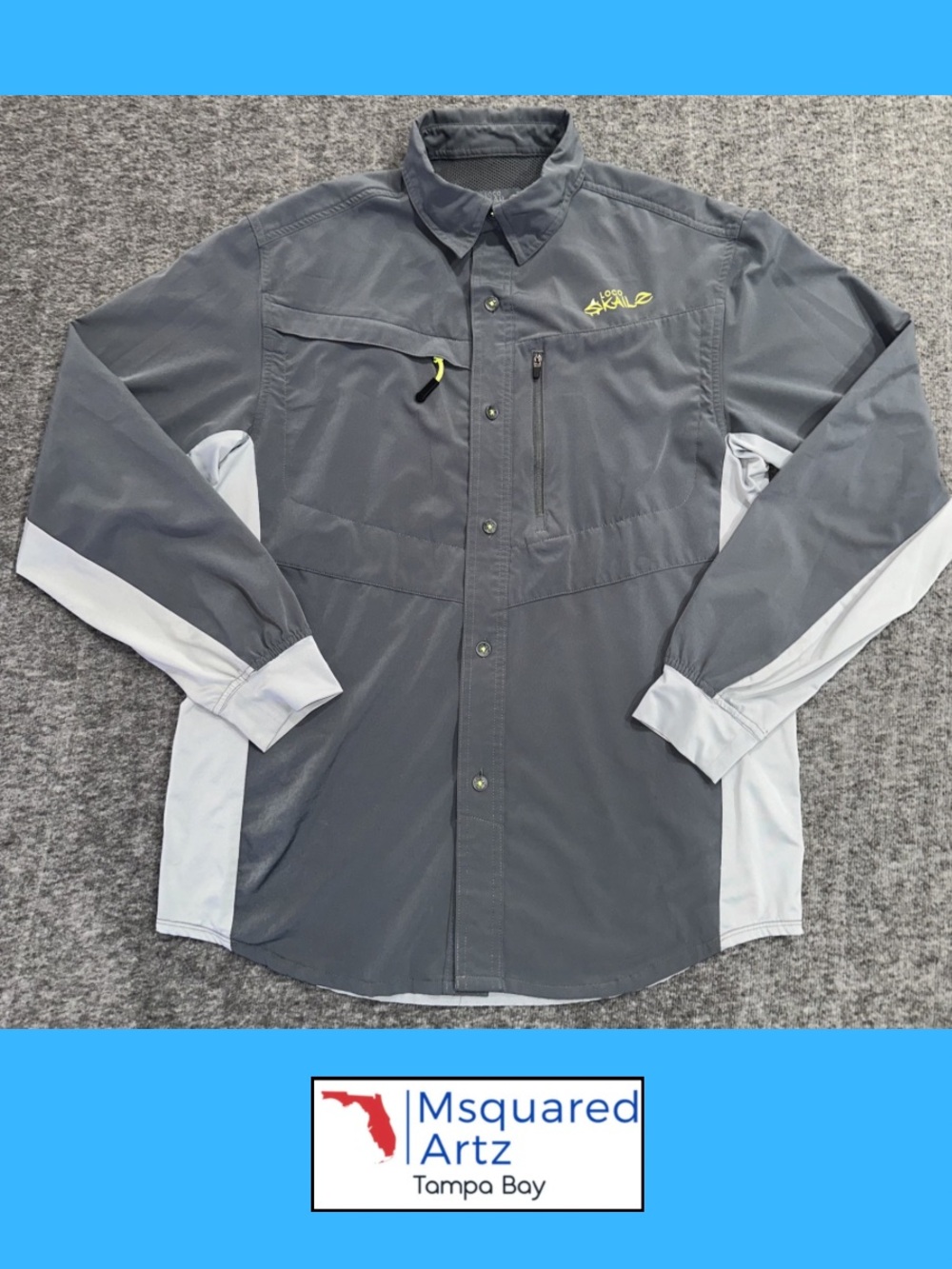 Loco Skail Performance Fishing Shirt Gray Ventilated Long Sleeve Size Small